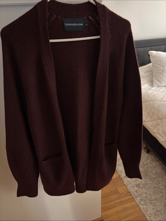 Calvin Klein Jeans Sweaters - Calvin Klein Jeans Open-Front Burgundy Knit Cardigan